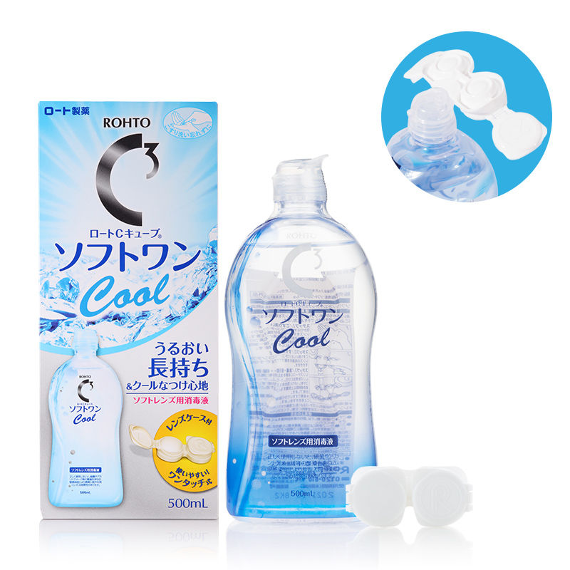 縮圖：ROHTO乐敦 C3隐形眼镜护理液药水 清凉型 500ml Soft One Moist Cool Contact Lens Solution Eye Wash