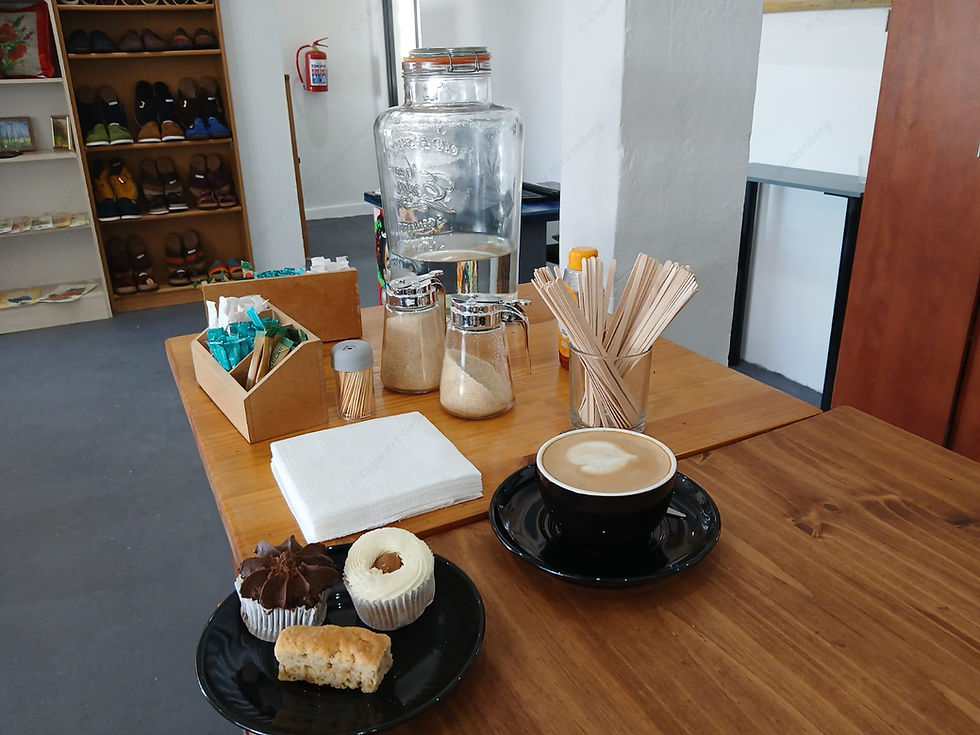 Pastries and treats at Cape Art Gallery's coffee counter, Muizenberg