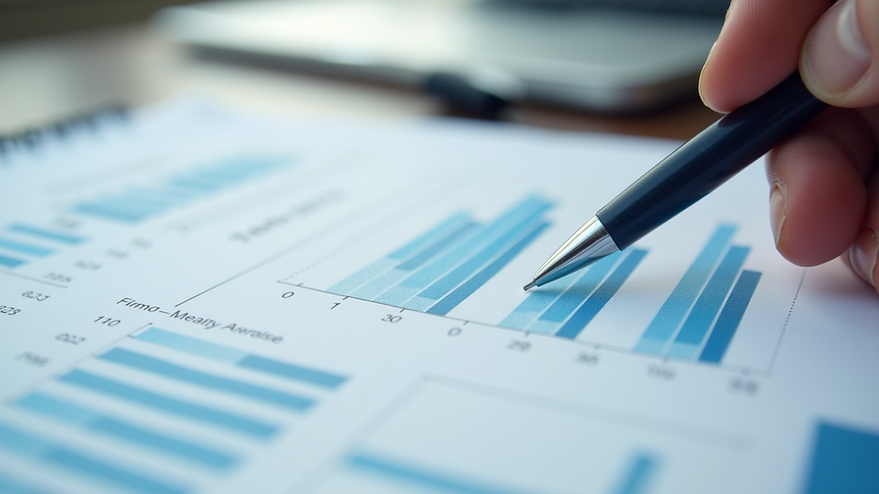 Close-up view of a financial report with graphs and charts