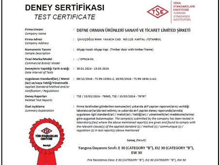 TSE ve EN 1634-1 Sertifikaları: Yangına Dayanıklı Ahşap Kapılarda Gerçek Güvenceniz