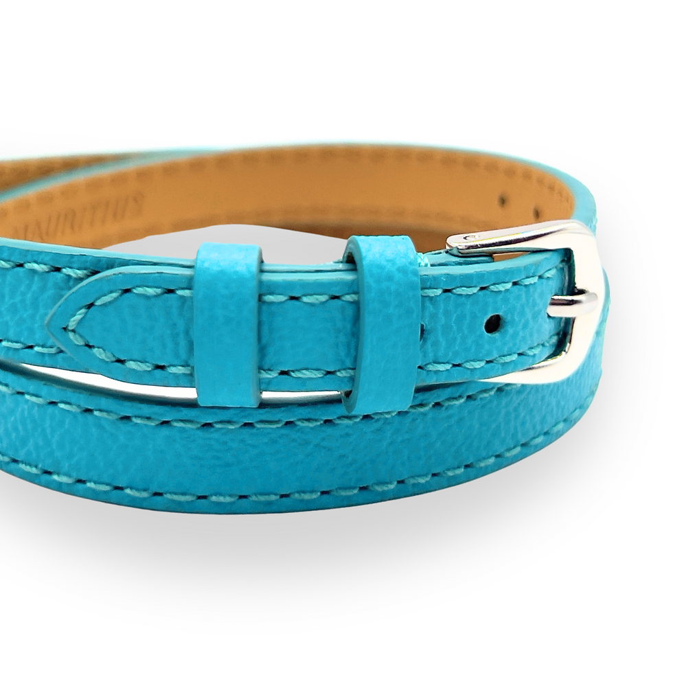 Thumbnail: Turquoise leather double-wrap bracelet "Turquoise Dodo" ball marker