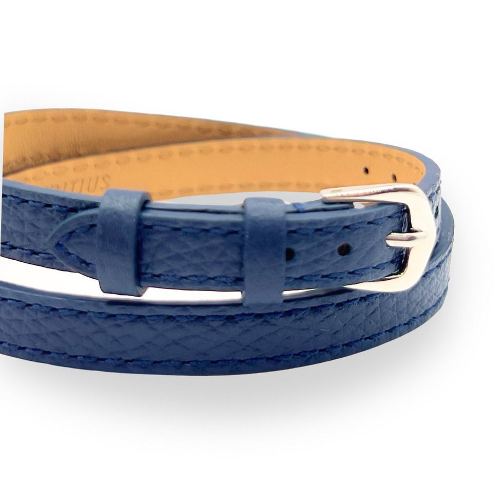 Miniature : Bracelet en cuir bleu marine Marque-balle “Dodo bleu”