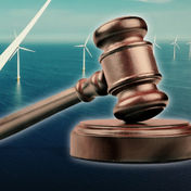 ocean windmills with gavel