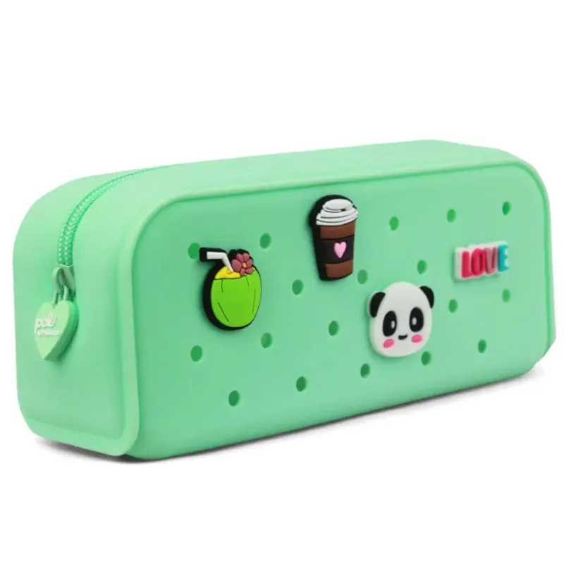ESTOJO TECIDO C/4 ZIPER E BOLSOS INTERNO VERDE - POLIBRAS