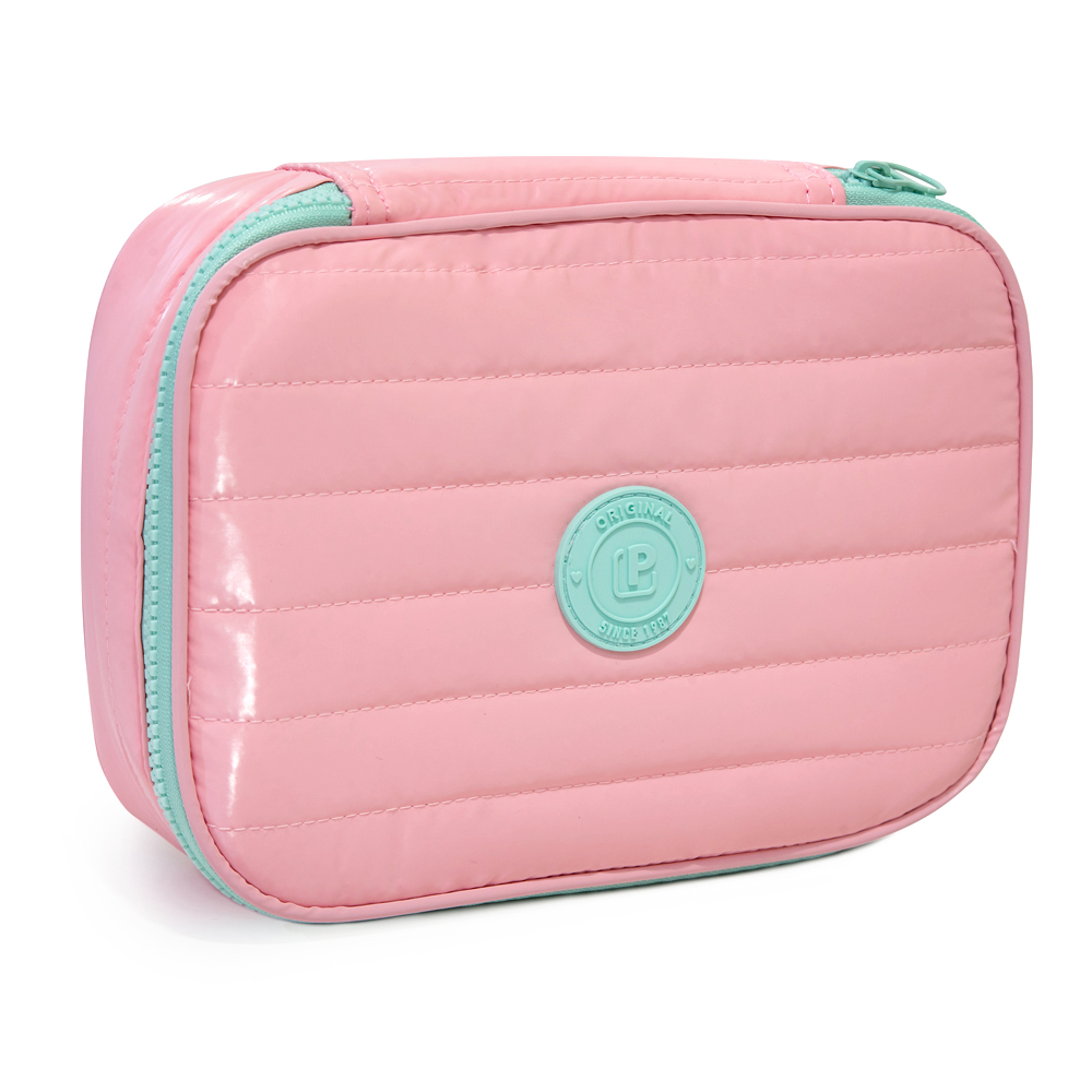 ESTOJO BOX ORGANZIADOR PUFFER ROSA - POLIBRAS