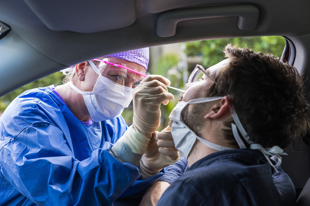 Man getting tested for COVID-19