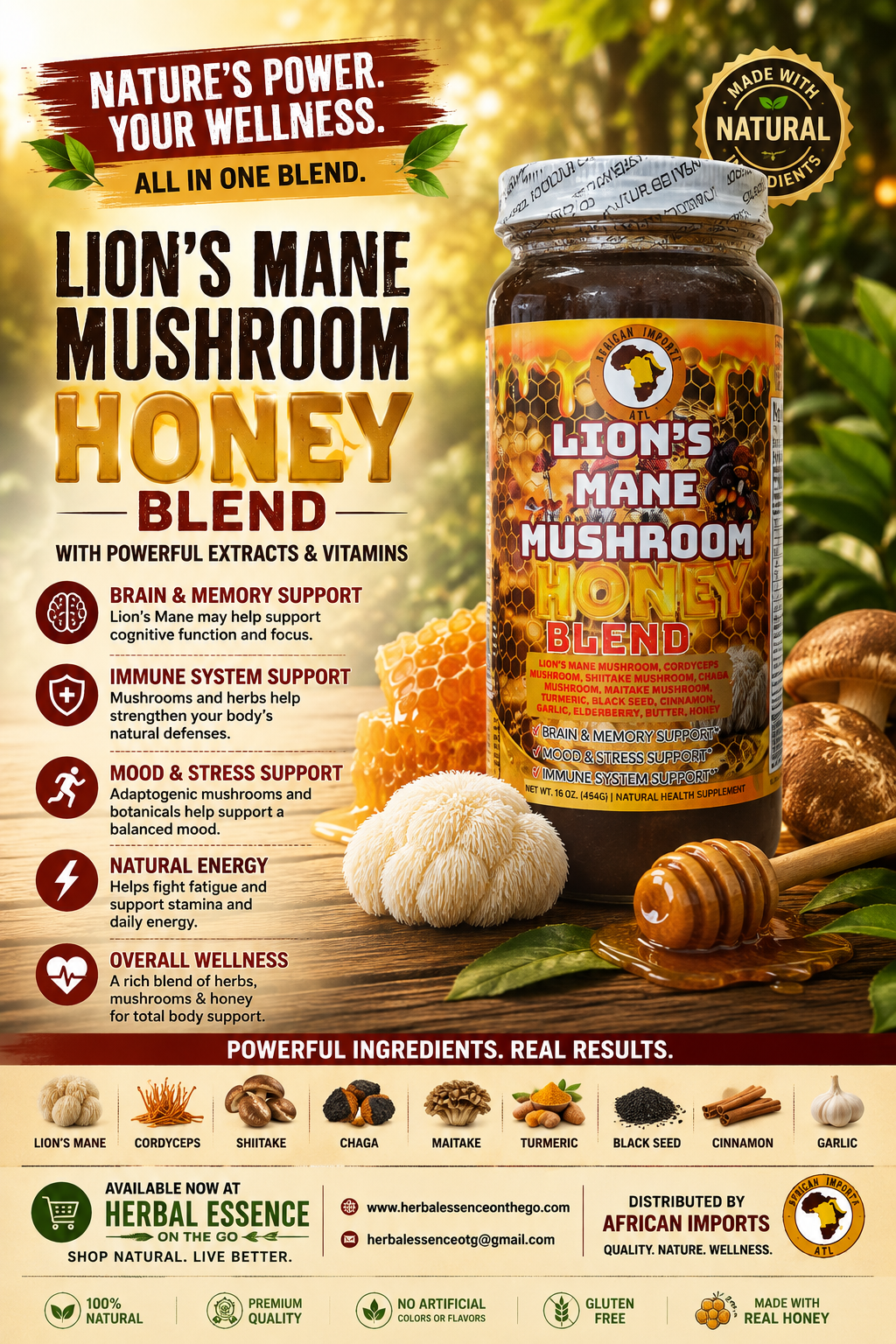 Lion's Mane Mushroom Honey Blend