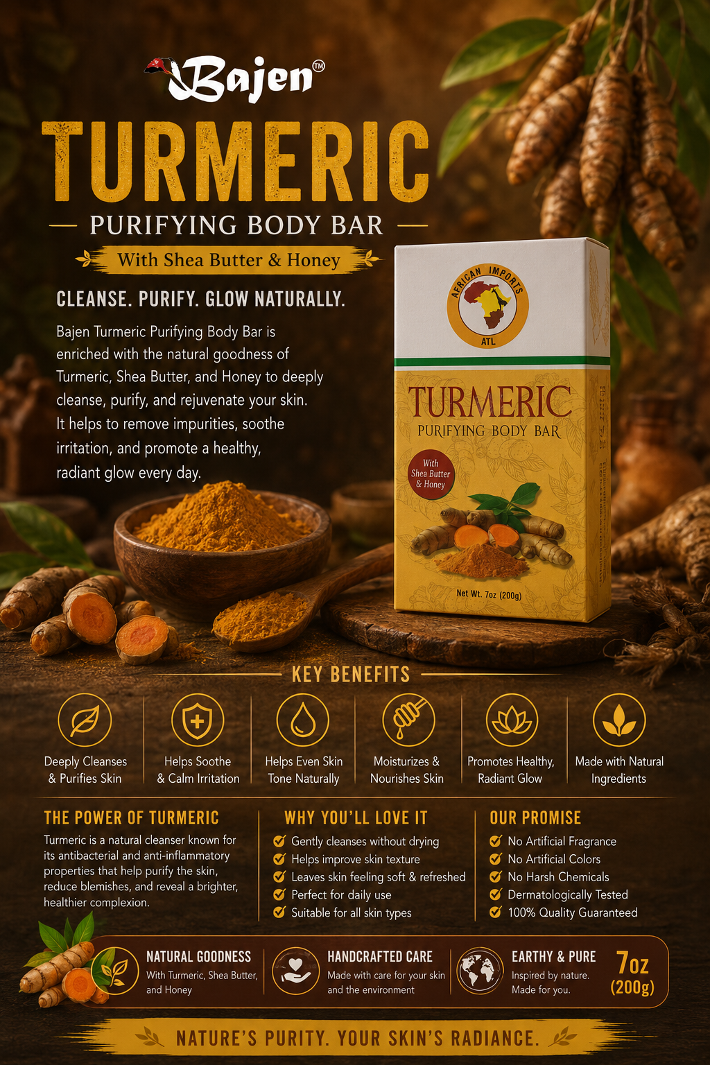 Tumeric Purifying Body Bar (with Shae Butter & Honey)