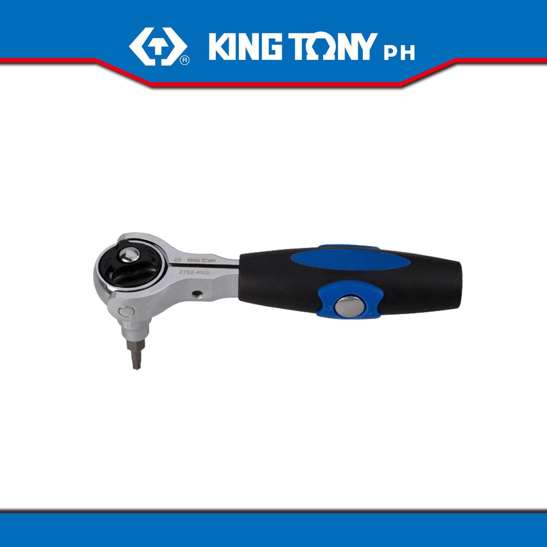 King Tony 1/4" Reversible Screwdriver T-Handle Ratchet 4-1/2"