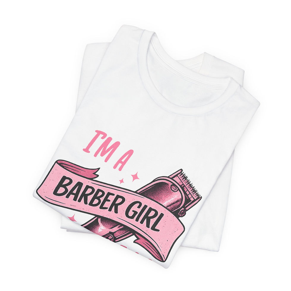 Thumbnail: Barber Girl T-Shirt — "I'm a Barber Girl in a Barber World" Pink Clippers Tee