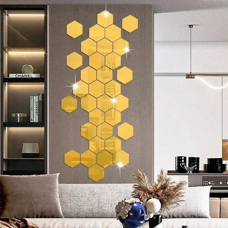 Miniatura: Hexágono acrílico espelho adesivo