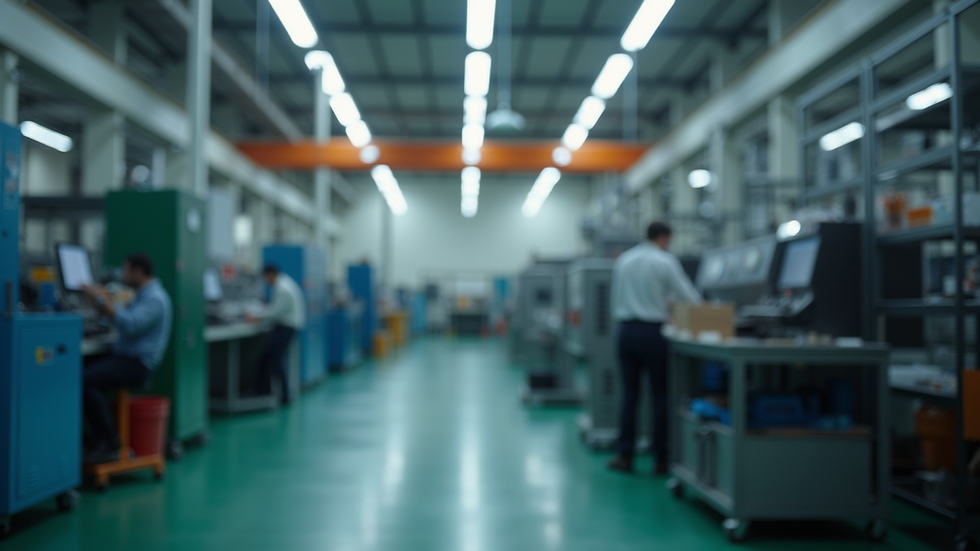 Eye-level view of a small manufacturing unit with machinery