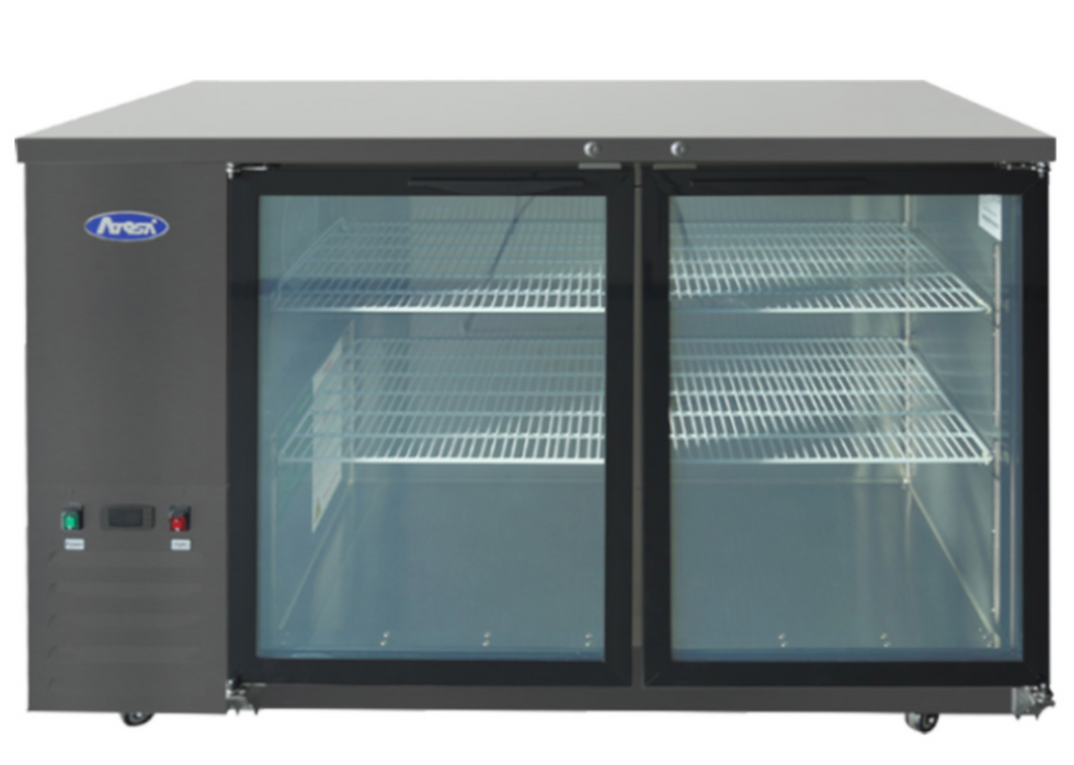 SBB59GGRAUS2 — 59″ Black Shallow Depth Back Bar Cooler with Glass Doors