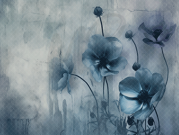 Blue Texture Florals