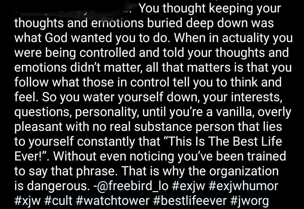 You Can't Be "You" and Be a Jehovah's Witness Too