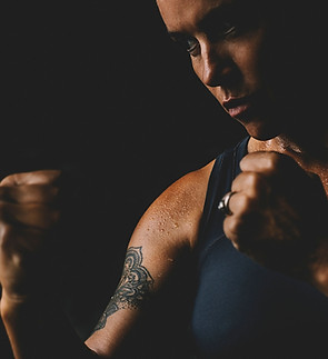 Middle age mature lady looking bad in boxe defence posture pose Concept of woman athlete t
