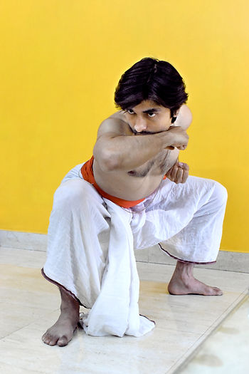 Kalaripayattu animal Posture Varah Vadivu, i.e, Wild Boar posture