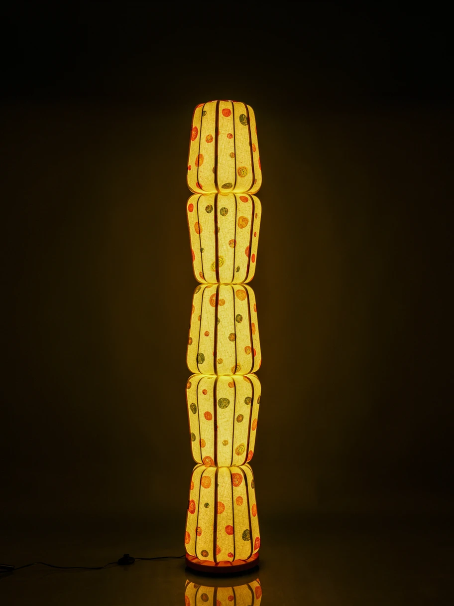 Many Little Suns Totem floor lamp by Name Place Animal Thing fabric sun design