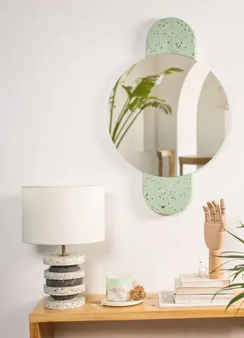 Candy Jade – Wall Mirror from The TerraPop Collection by Name Place Animal Thing and BFT features modern terrazzo-inspired mirrors, lamps and clocks