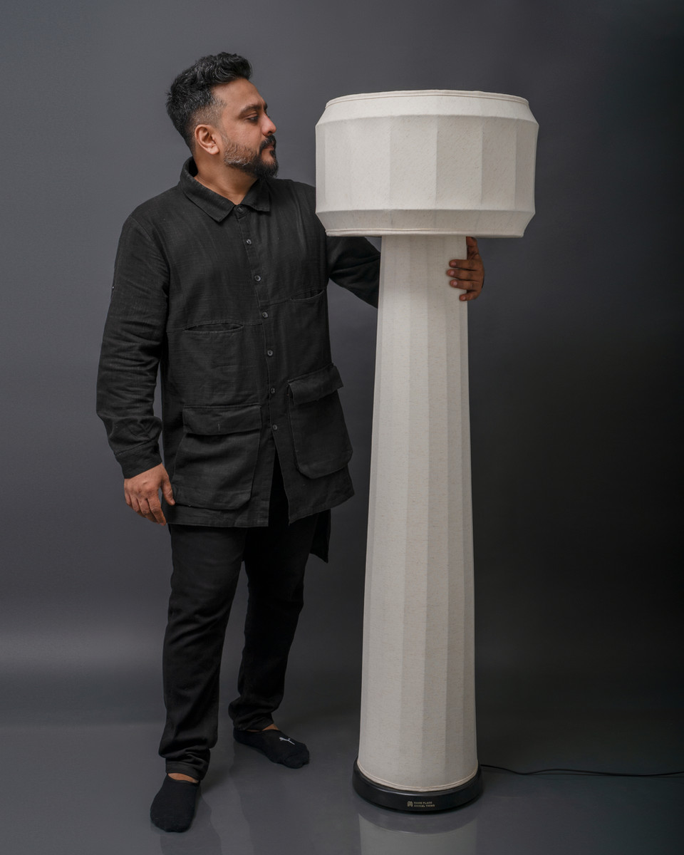 The DOMUS standing lamp and corner lamp designed by Priyam Doshi, adding character to a modern space.