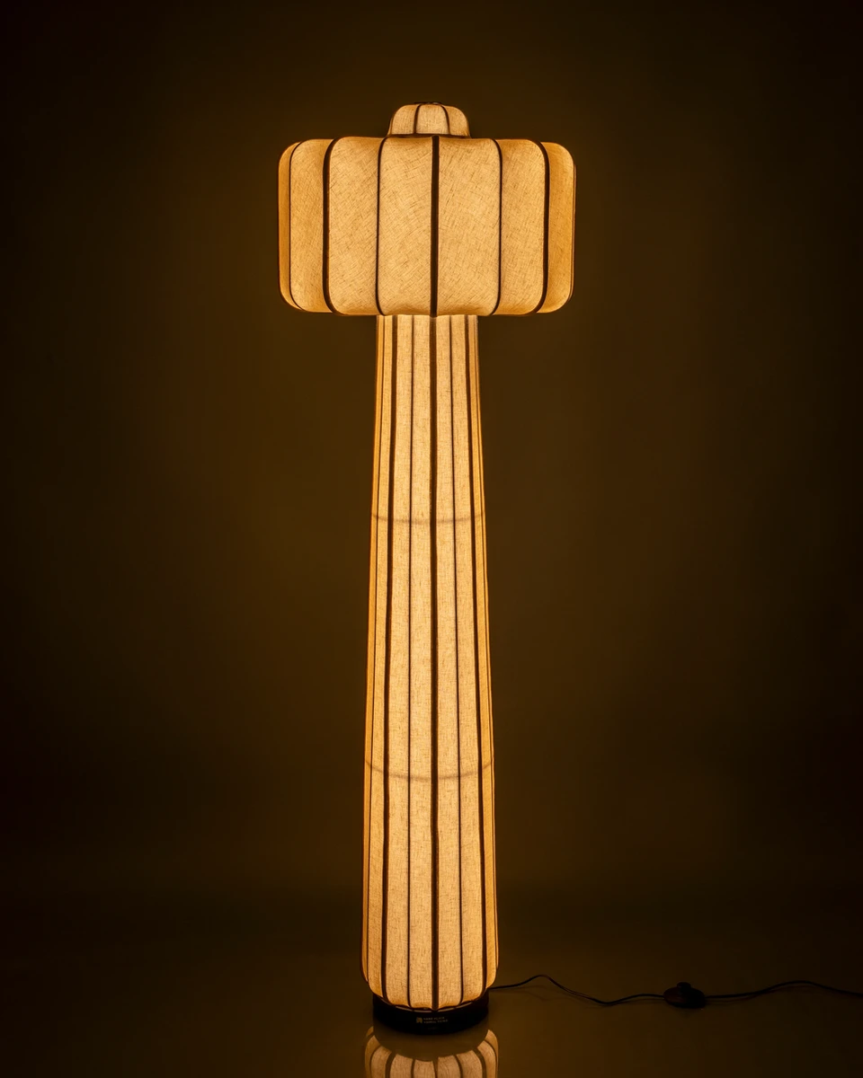 VALO taupe corner lamp for living rooms and bedrooms brings warmth, character, and sophistication.