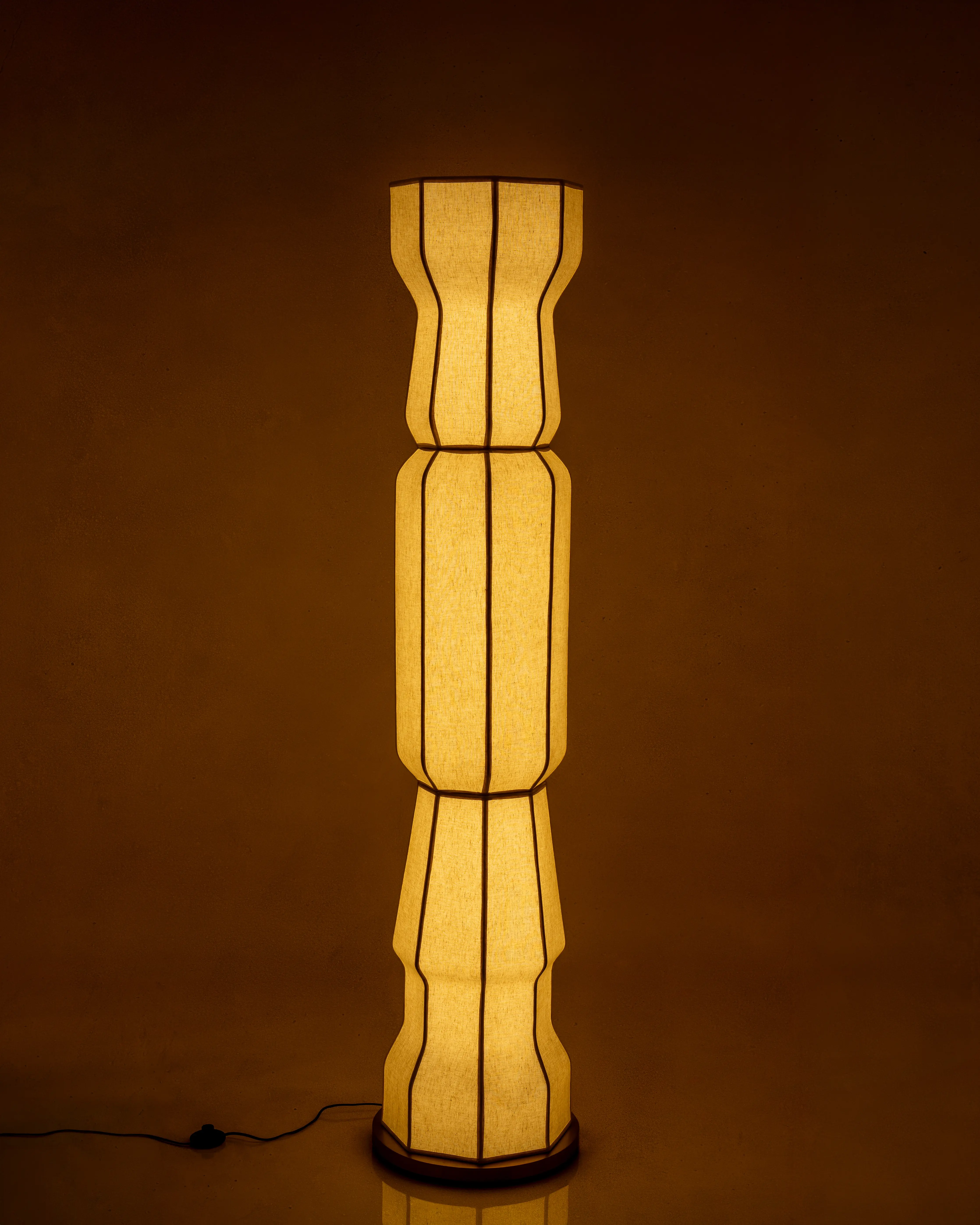 Name Place Animal Thing Stambh Floor Lamp ivory fabric lit full view for luxury homes