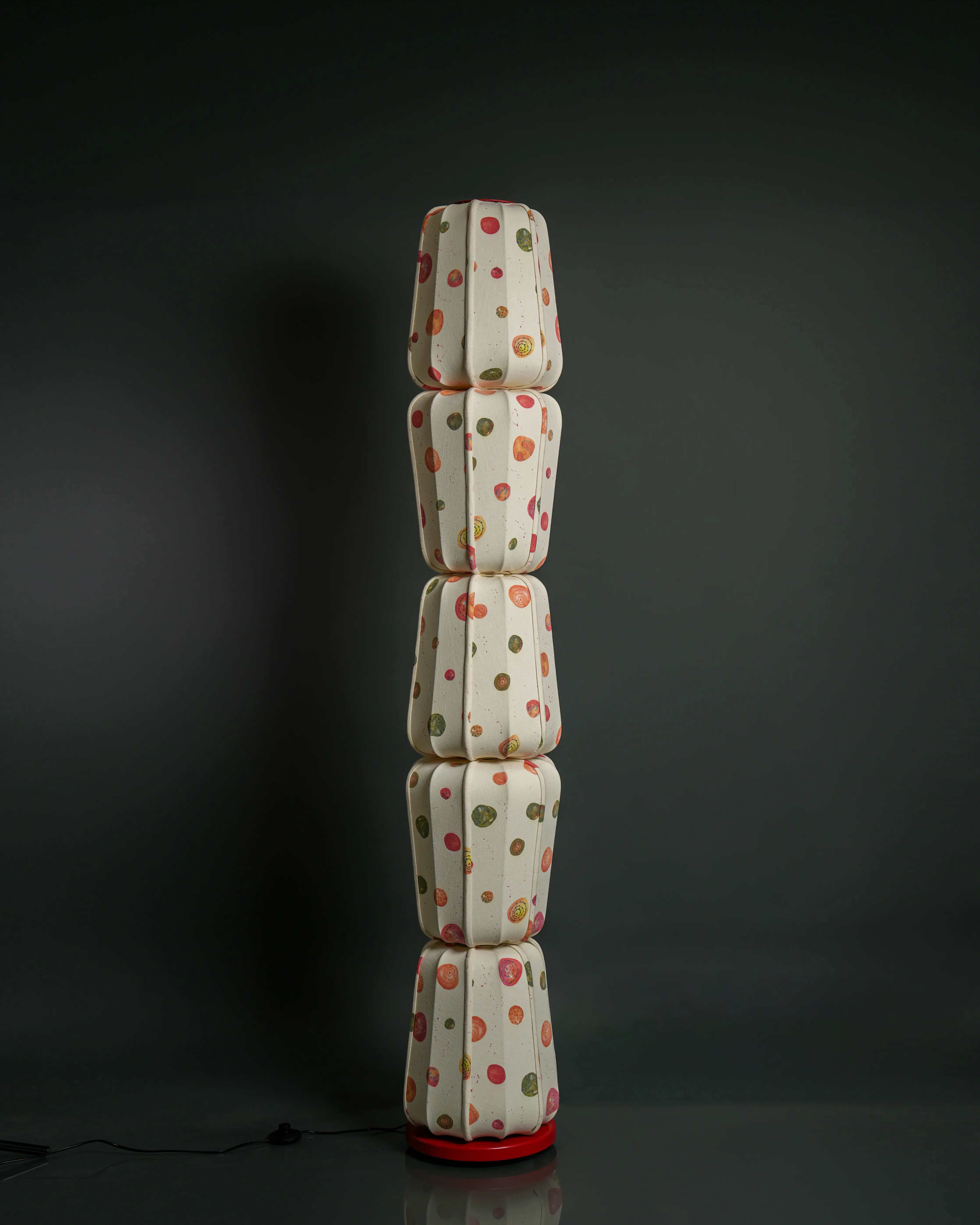 Handcrafted MANY LITTLE SUNS floor lamp featuring original watercolor sun motifs for bedrooms and living rooms.