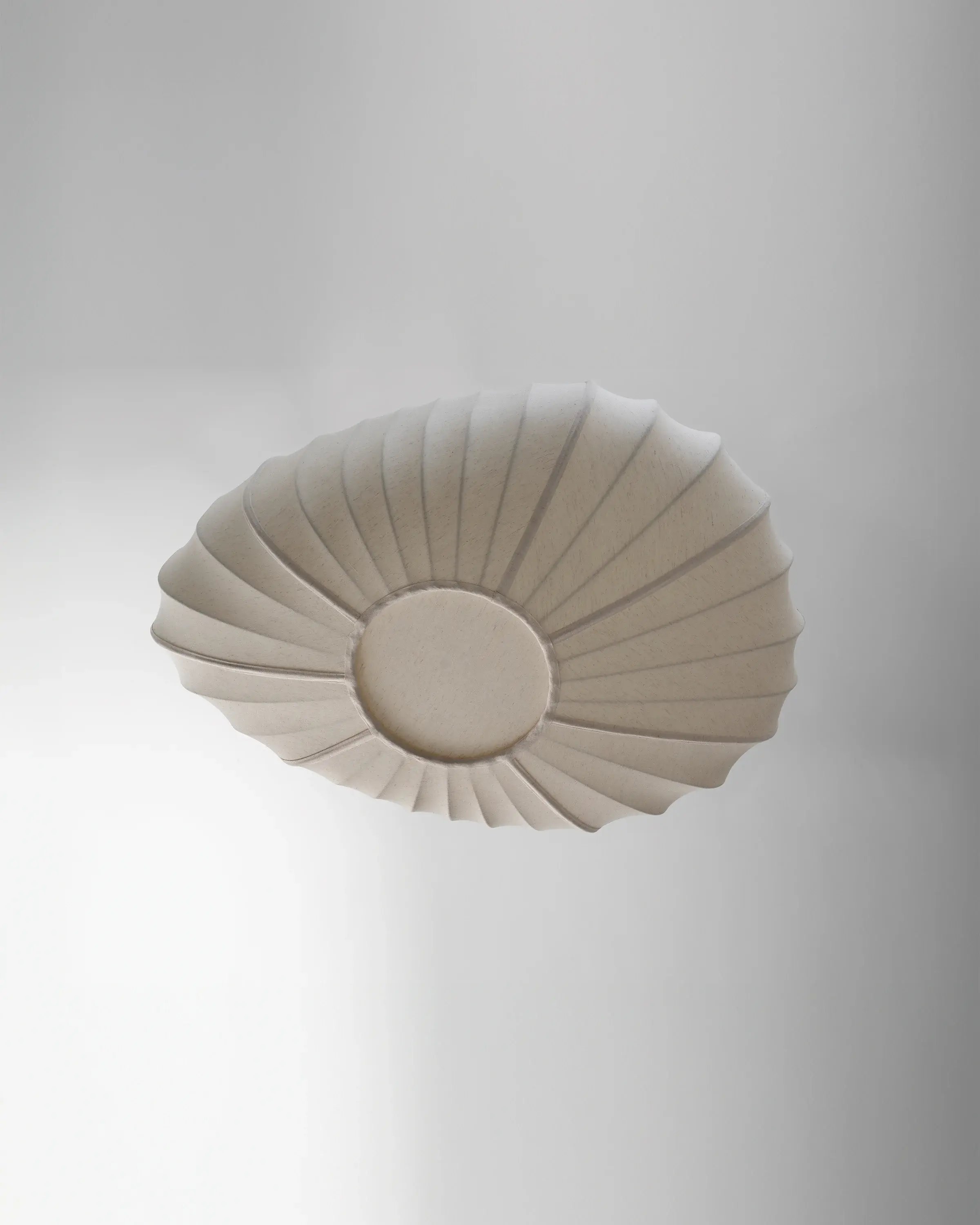 Unlit PEBBLE statement ceiling light, showcasing its minimal fabric form.
