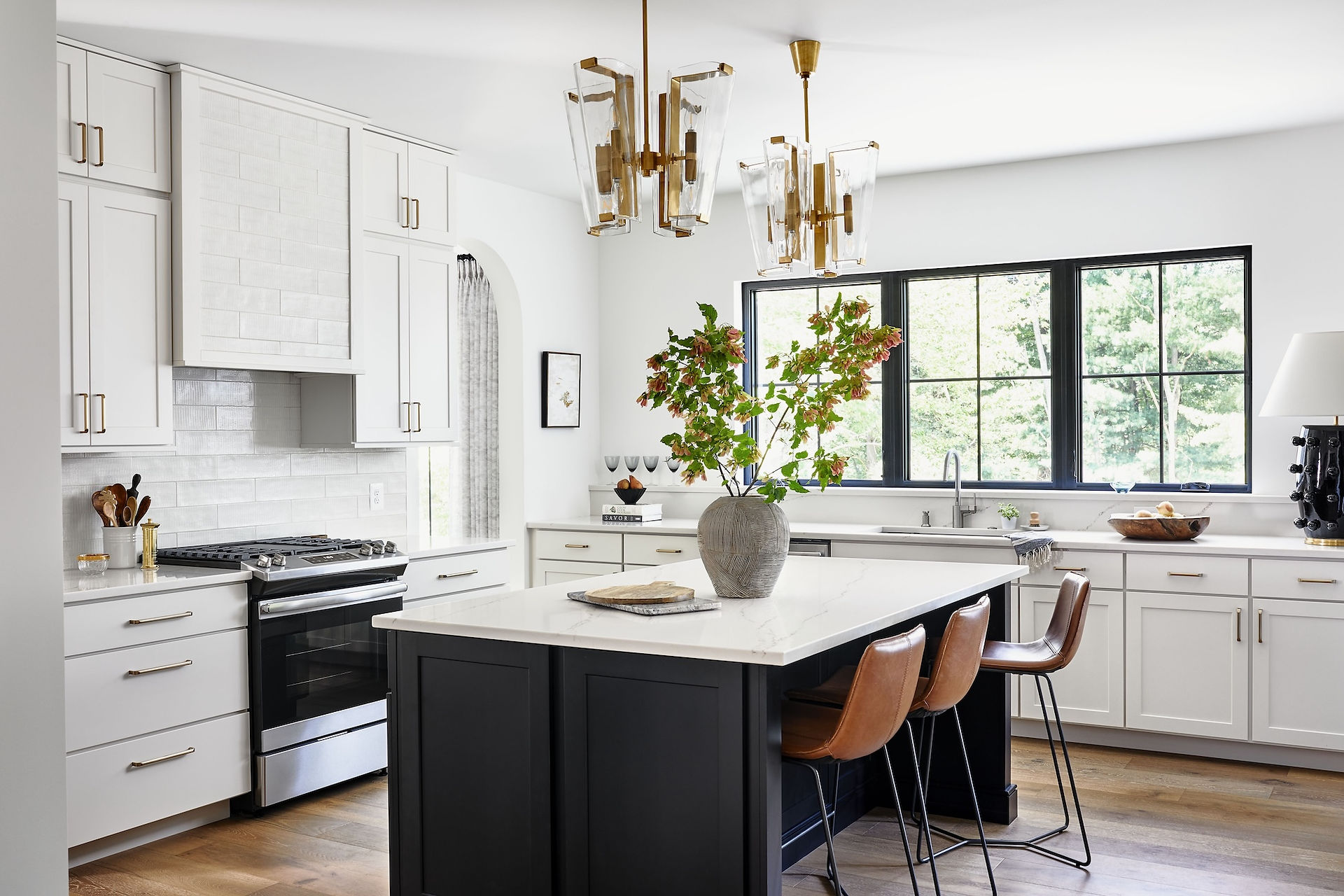 Picture and Flanker windows in a Canadian kitchen maximizing ventilation and light