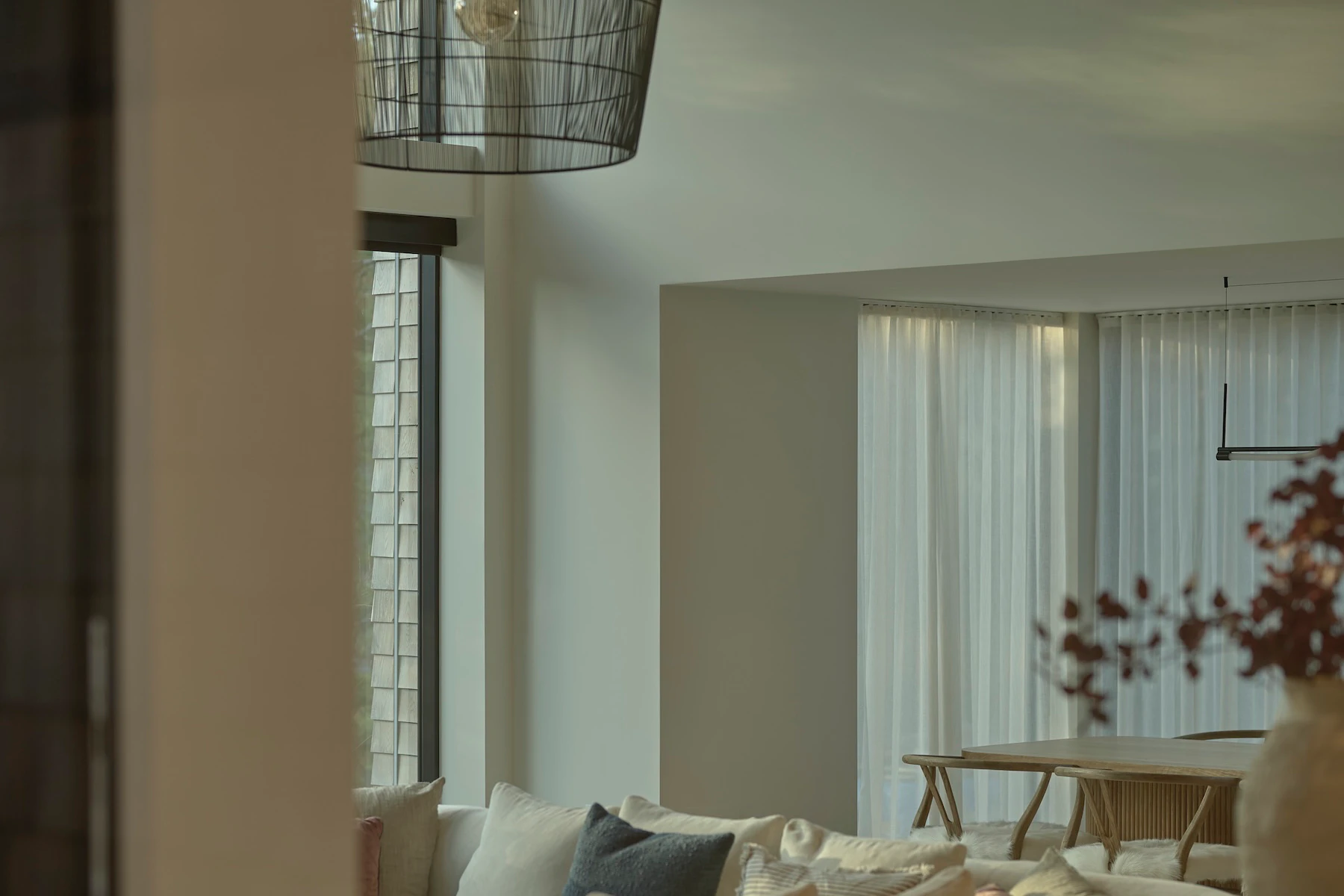 Sunnybrook sanctuary custom home interior view through the living space when entering home