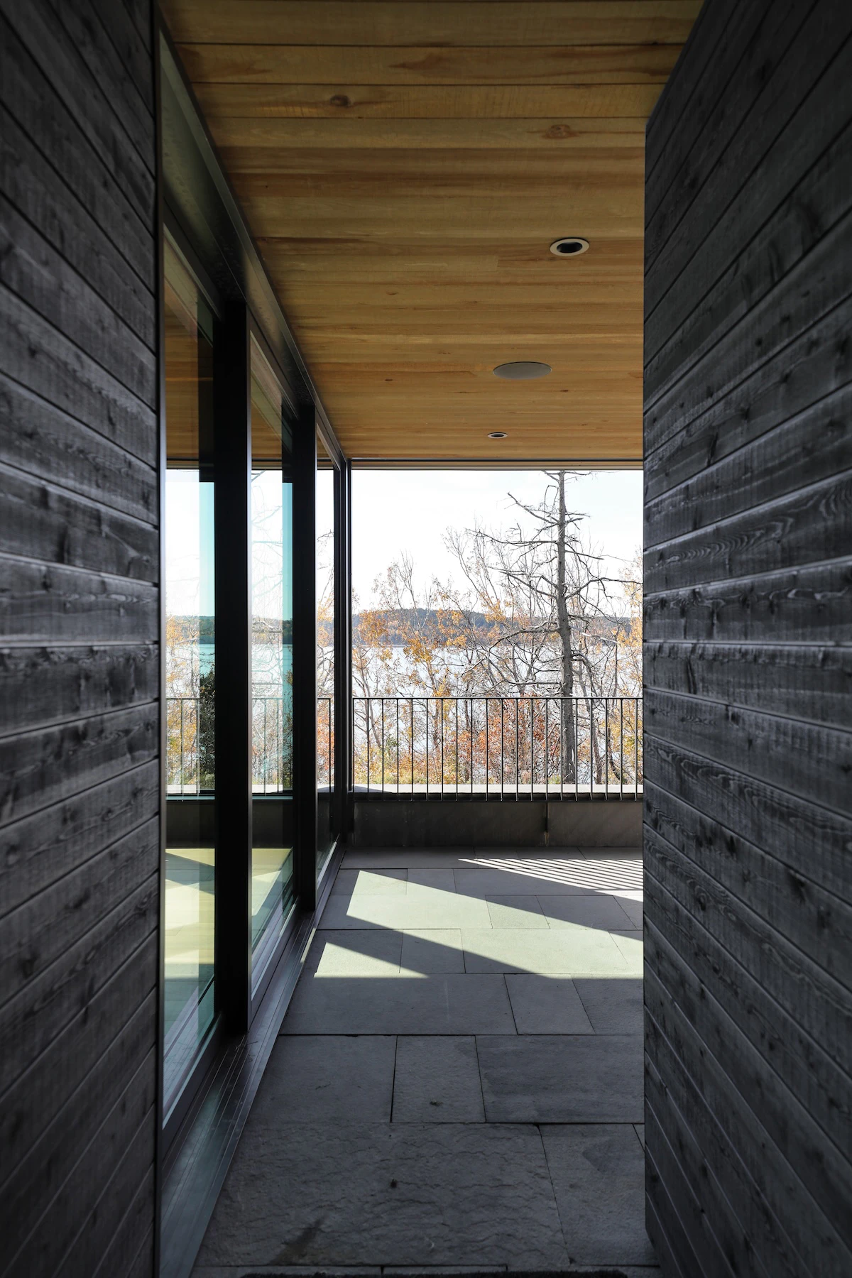 Covered outdoor patio accessible by Marvin Multi-Slide patio doors