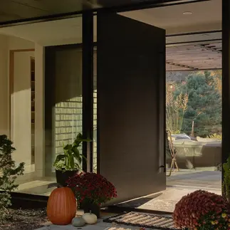 Sunnybrook Sanctuary custom home exterior view of front door and breezeway