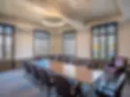 Heritage window divided light detail on Eastern Canada commercial property meeting room.