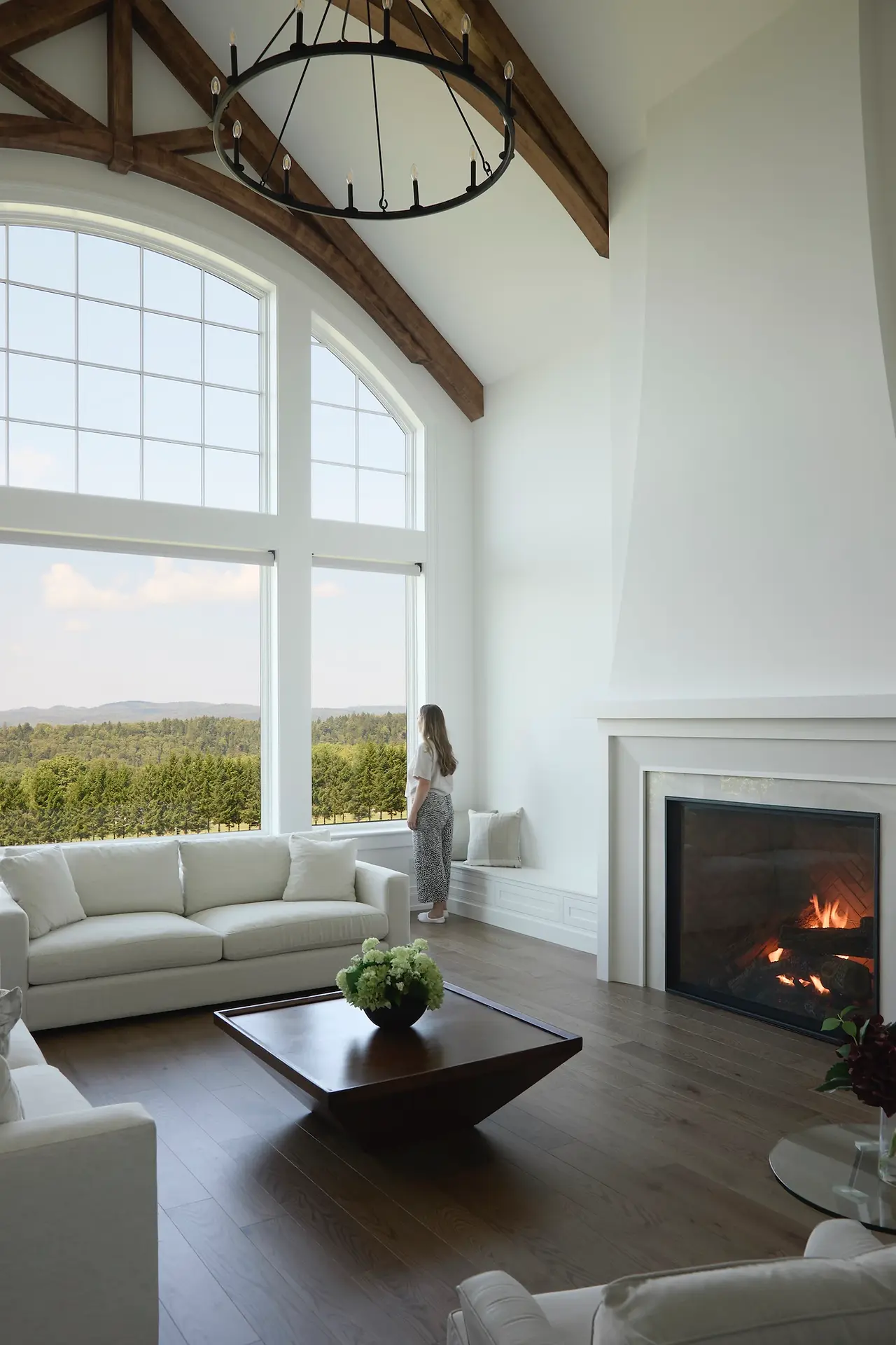 Interior view at The Kingston, a stunning country home featuring dark exterior cladding & Black windows, with light interior and white interior window frames