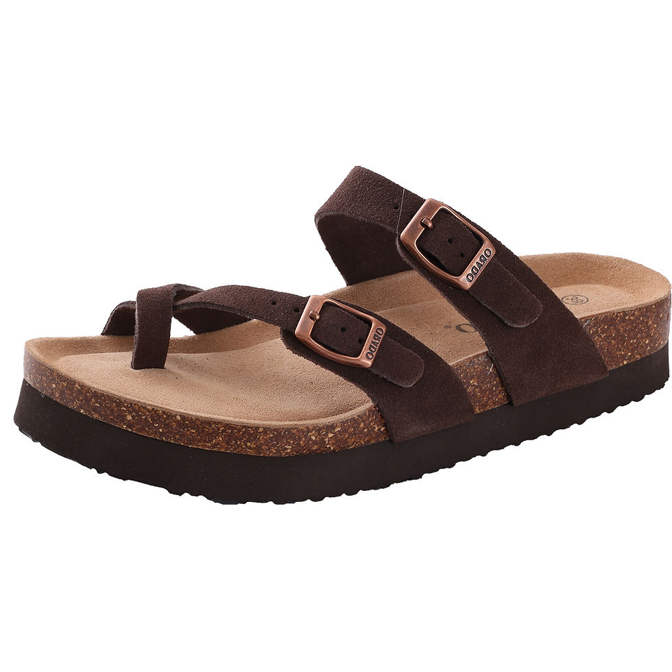 Thumbnail: Comwarm Fashion Women's Suede Mules Slippers Men Clogs Cork Insole Sandals With