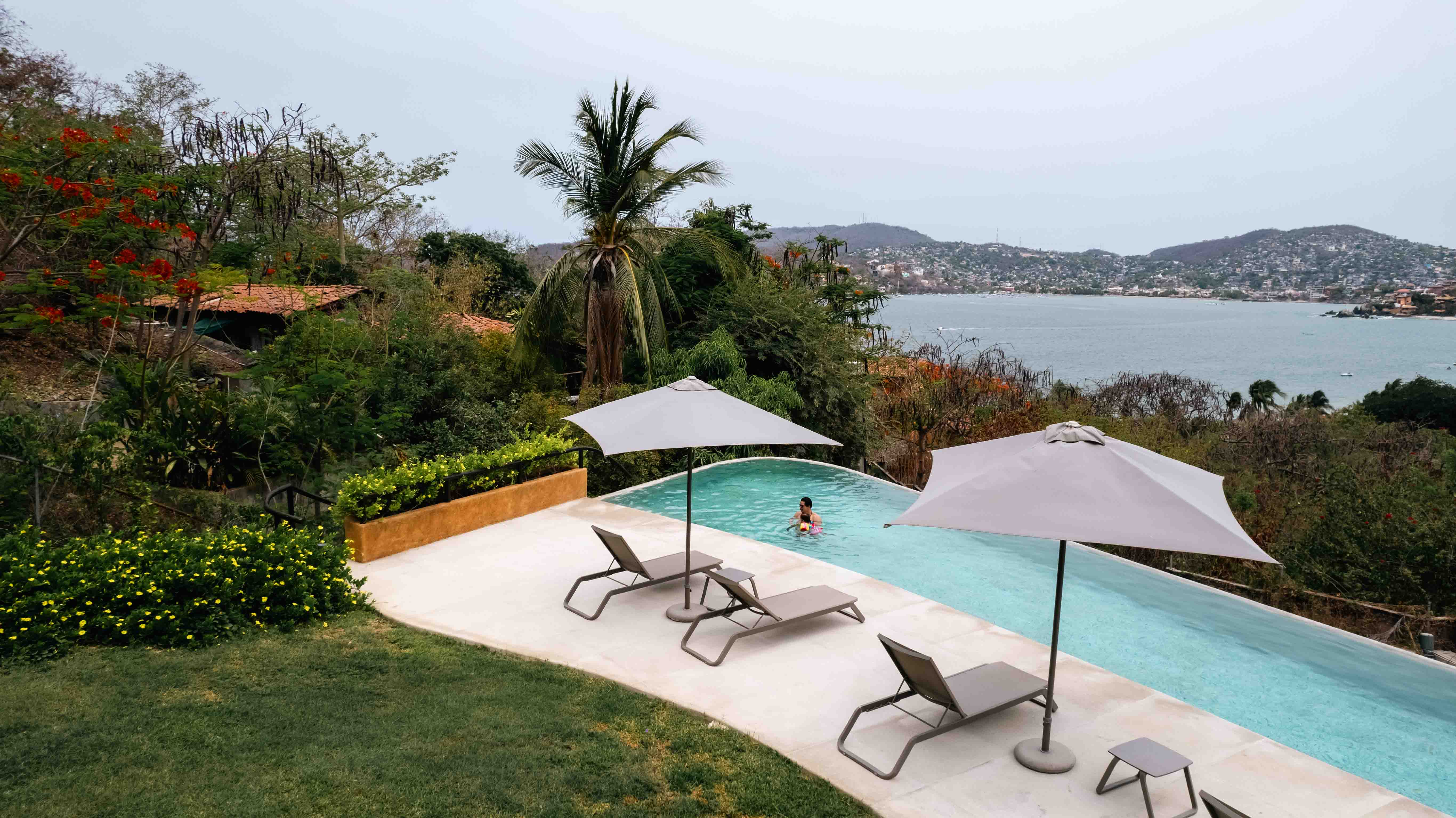 Pool overlooking the ocean at Armadillo luxury residence in Zihuatanejo
