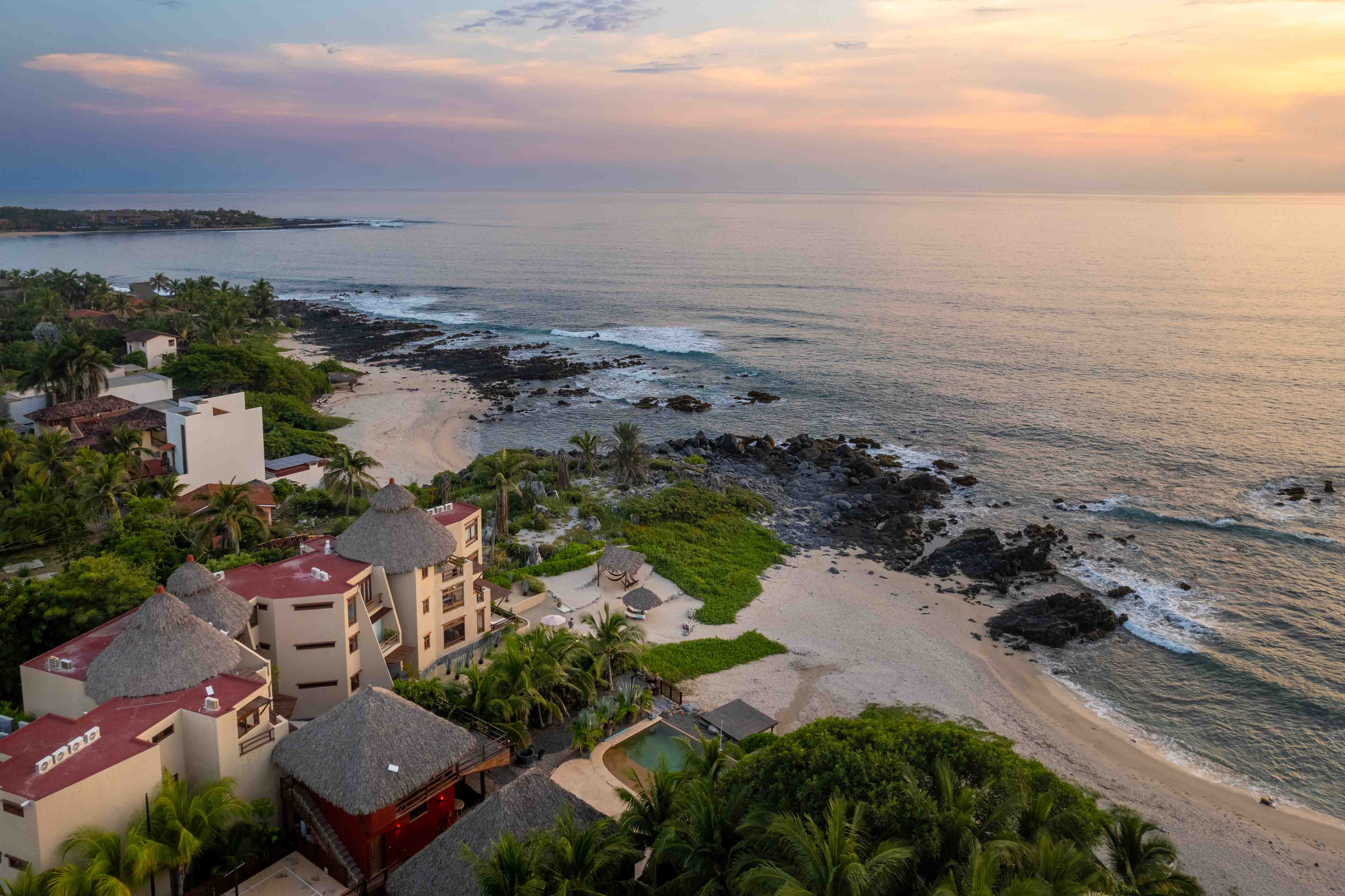 Exterior of Nerea beachfront condominium property in Troncones