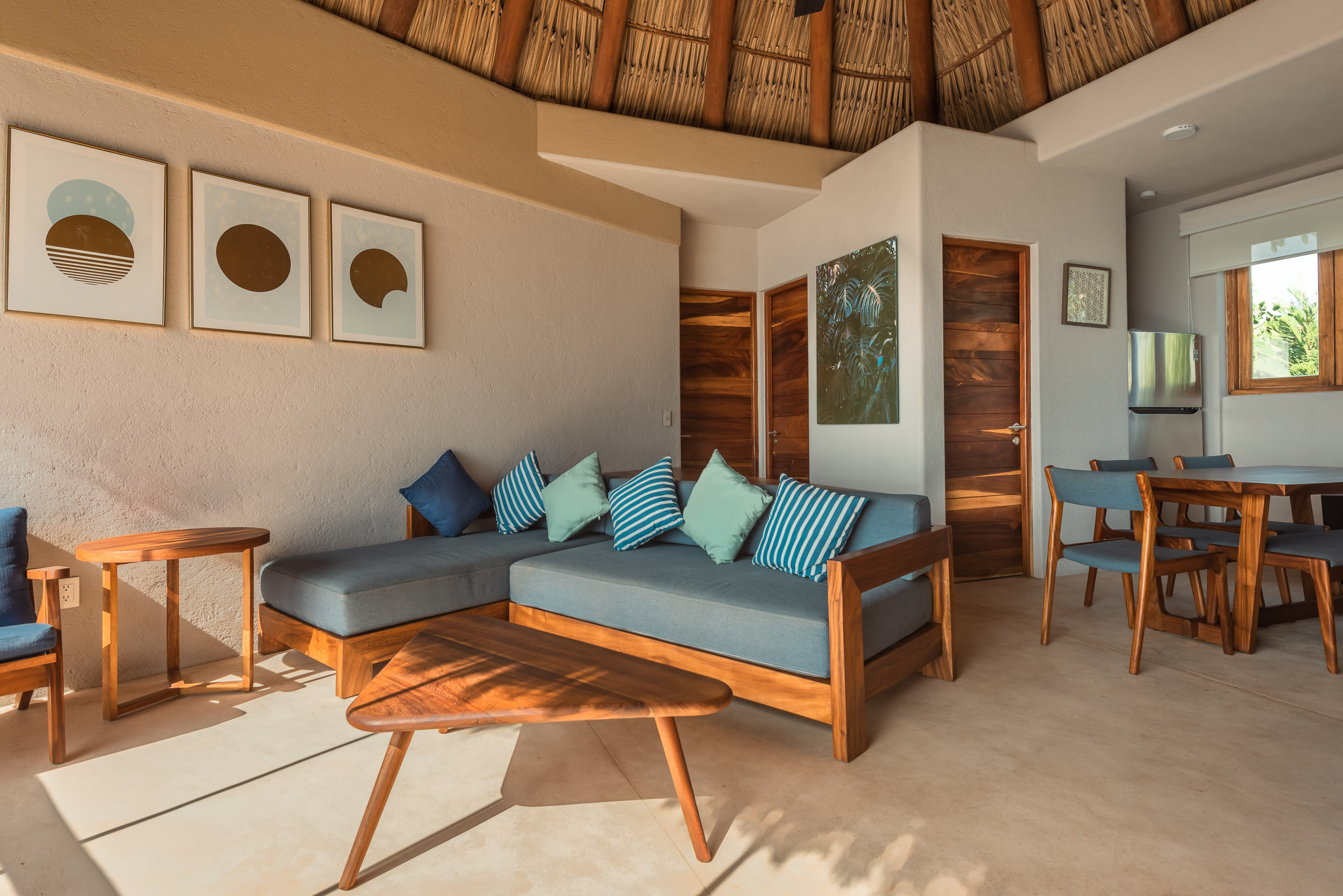 Interior architectural detail with natural materials at Nerea in Troncones