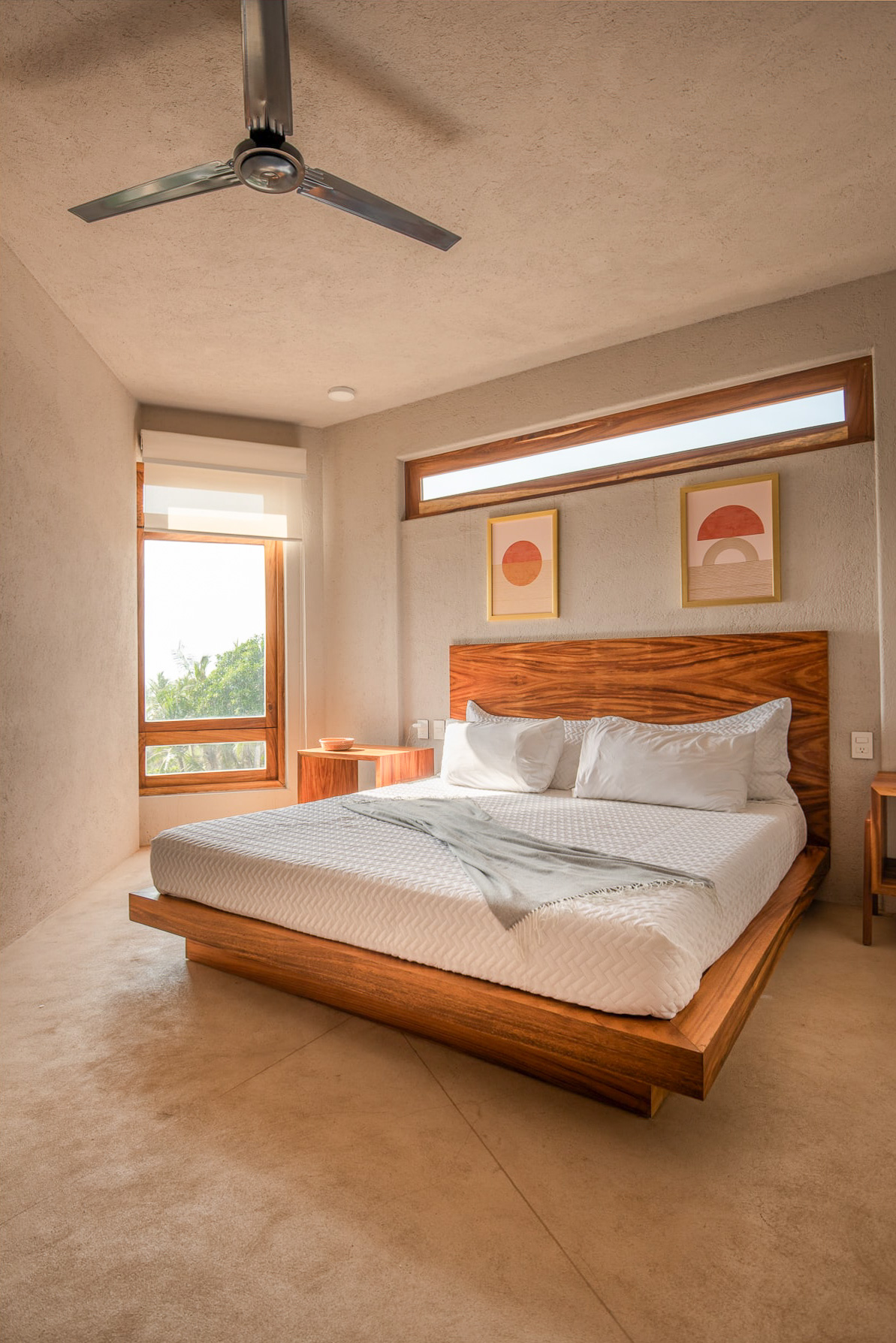 Bedroom interior at Nerea beachfront condos in Troncones, Mexico