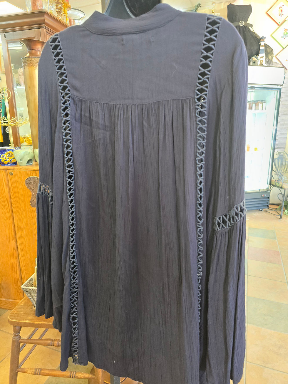 Thumbnail: Blue long sleeve blouse size L