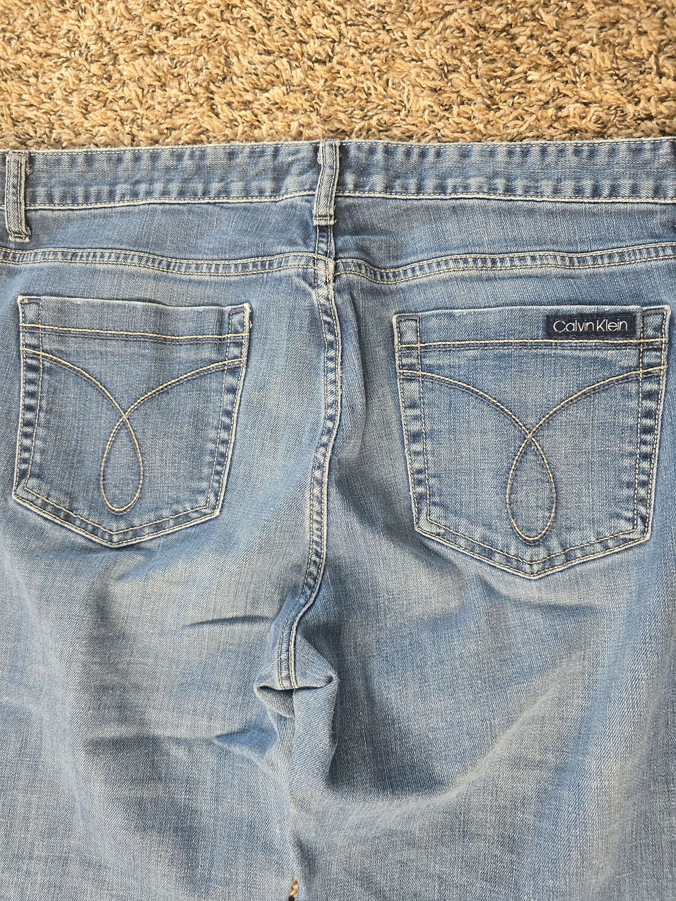 Thumbnail: Calvin Klein Women’s Jeans Size 33/16 Light Wash Straight Leg Stretch Denim