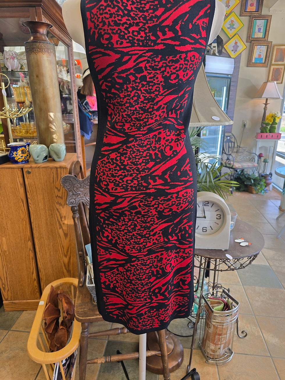 Thumbnail: Black and red stretch dress size M