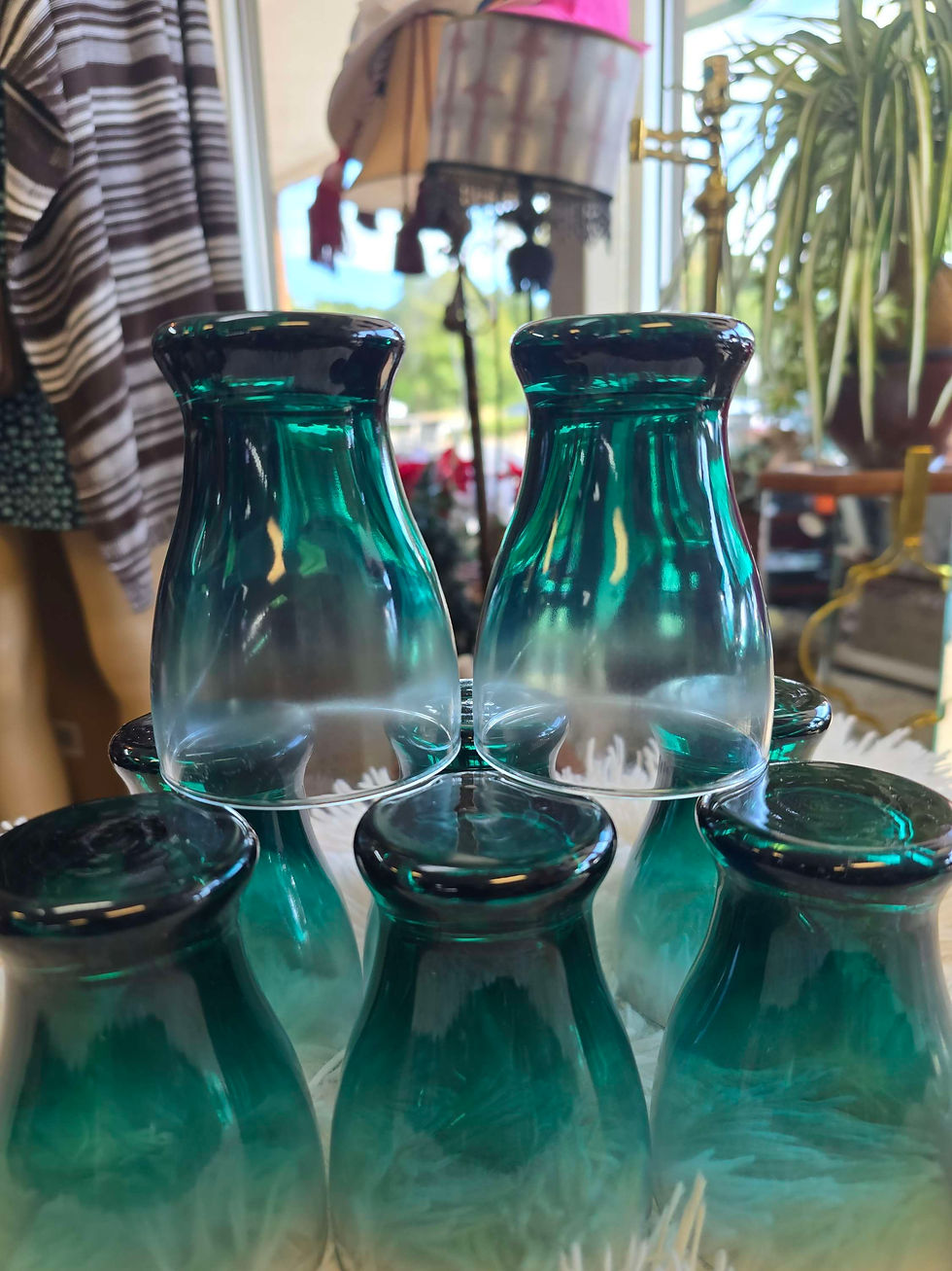 Thumbnail: 8 piece Green Ombre Frosted juice glassware