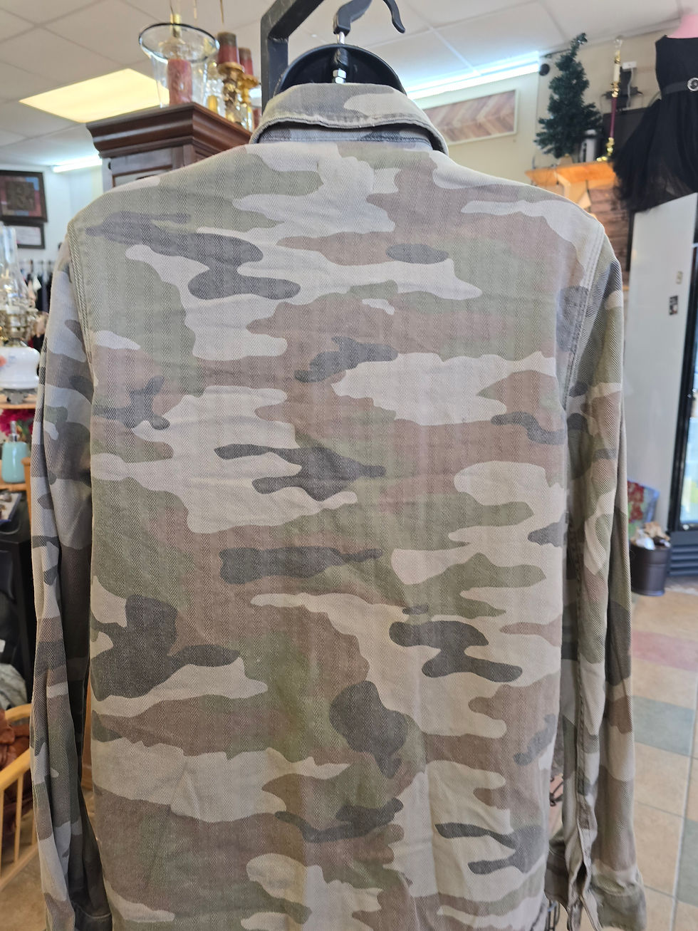 Thumbnail: Camouflage button front blouse size 4