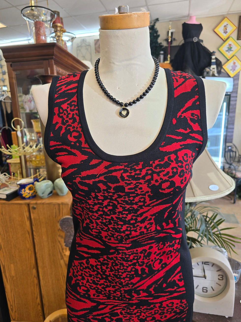 Thumbnail: Black and red stretch dress size M