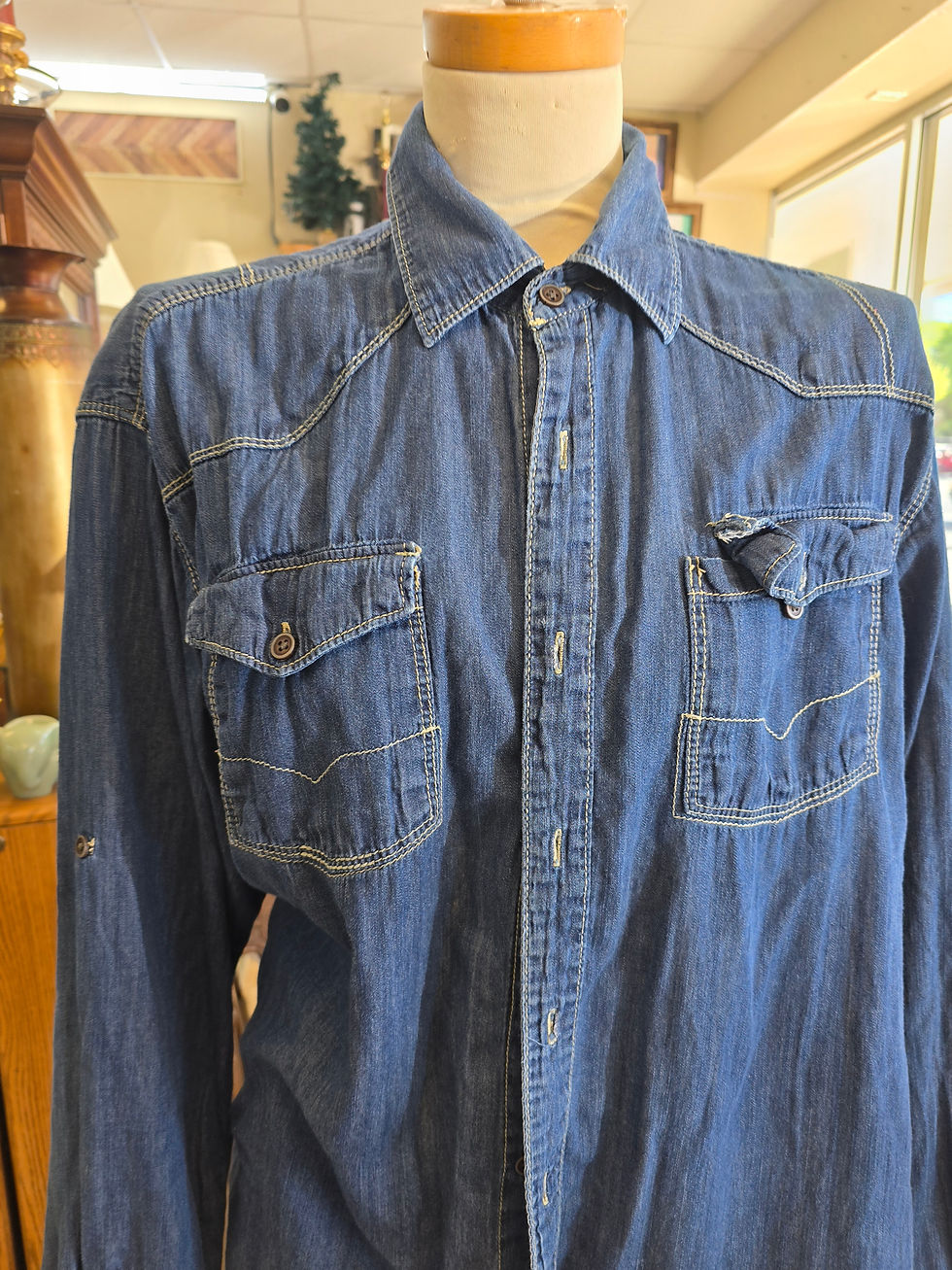 Thumbnail: Long sleeve denim blouse 1X