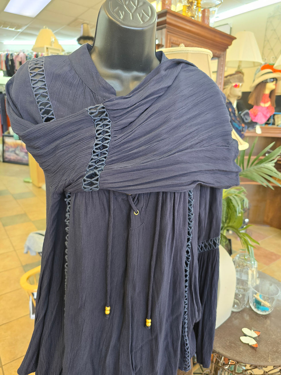 Thumbnail: Blue long sleeve blouse size L