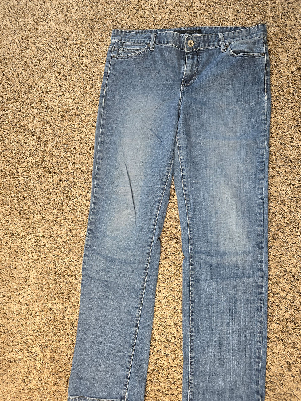 Thumbnail: Calvin Klein Women’s Jeans Size 33/16 Light Wash Straight Leg Stretch Denim