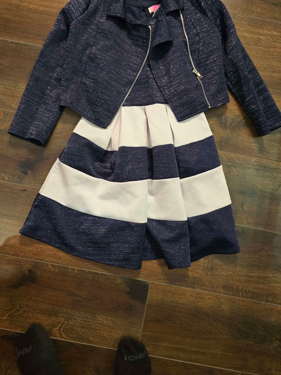 Thumbnail: Girl blue and white dress size 10