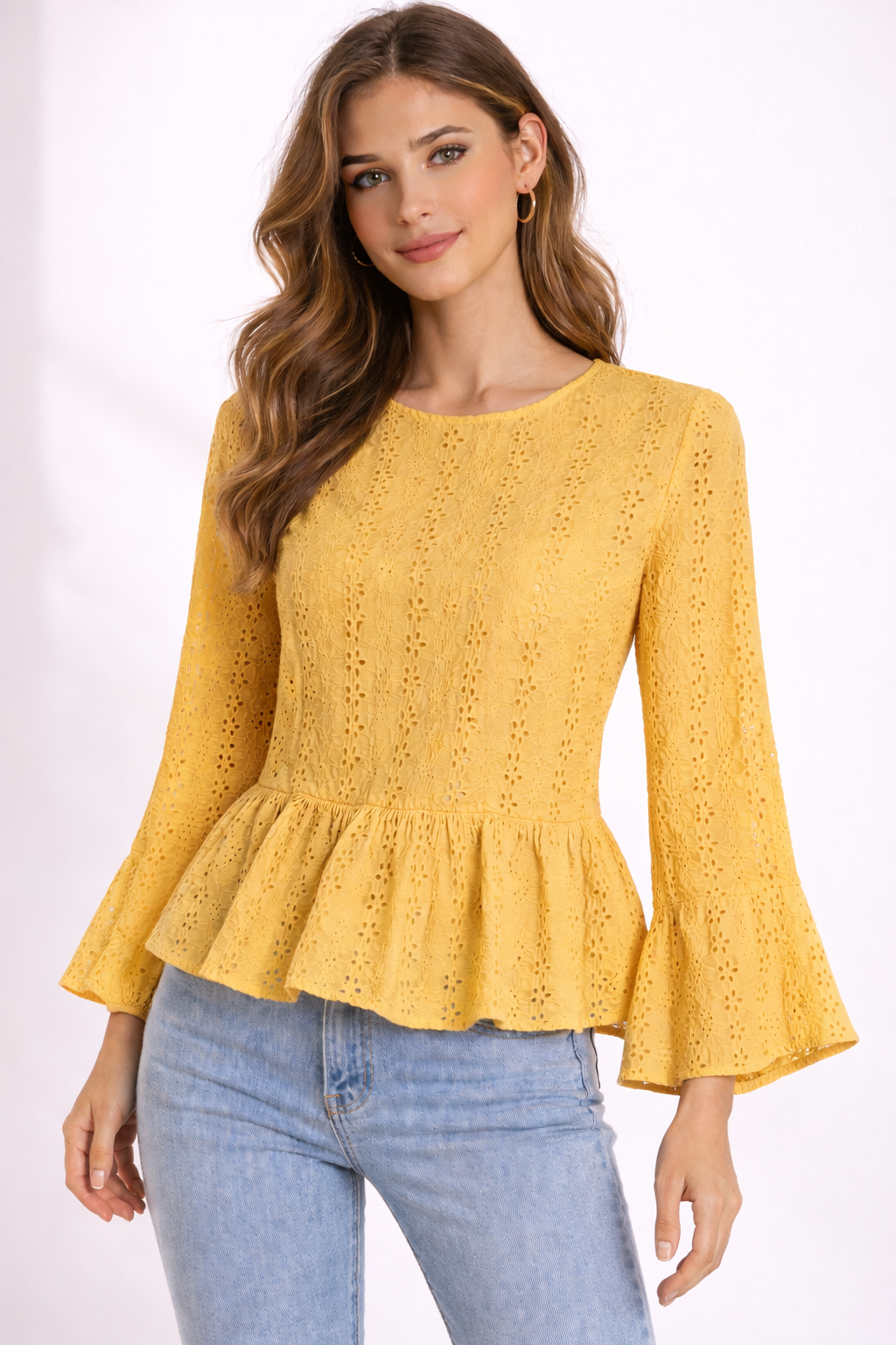 Canary yellow blouse size Large Brand available by Angela Fashion 